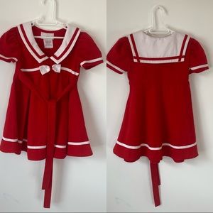 Vintage Bonnie Jean Red 4T Little Girls Sailor Dress